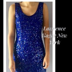 Vintage Lawrence Kagar indigo sequined cocktail sm
